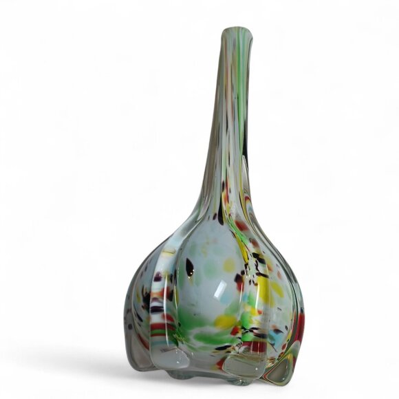 Vintage MCM Spatter Art Glass Vase โ Murano Style Mid-Century Decor - Picture 5 of 10